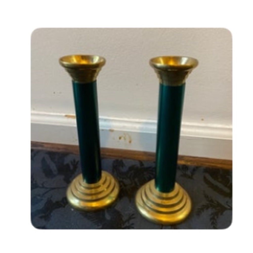 Elegant Gold and Green Candle Holders